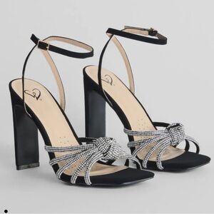 Windsor Here To Dazzle Rhinestone Strappy Block Heels